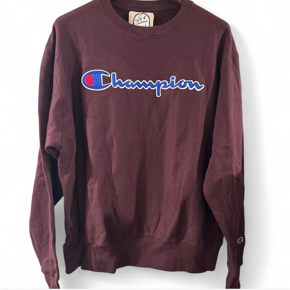 NWT Champion Men's Reverse Weave Maroon Crewneck Sweatshirt Size Large